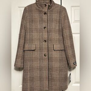 DKNY Brown Plaid Coat